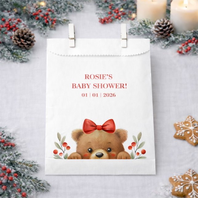 Sachets En Papier Baby Bear And Rowan Berries Baby Shower (Baby Bear And Rowan Berries Baby Shower Favor Bag)