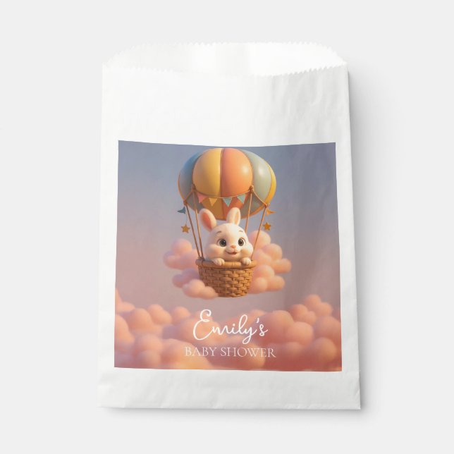 Sachets En Papier Baby Bunny Hot Air Balloon - Baby Shower Gift Bag (Devant)