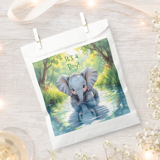 Sachets En Papier Baby Elephant Themed Baby Shower (Coupé)