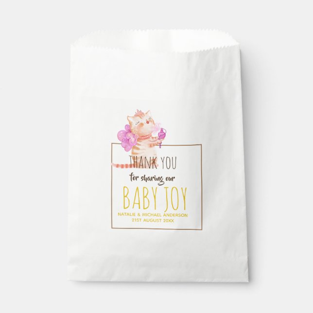 Sachets En Papier Baby Girl 1er Anniversaire Douche Princesse Chats  (Devant)