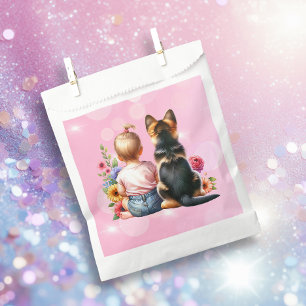 Sachets En Papier Baby Girl et son chiot   Baby shower