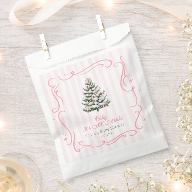 Sachets En Papier Baby It's Cold Outside Pink Winter Baby Shower (Coupé)