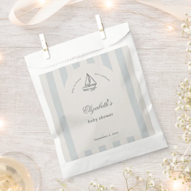 Sachets En Papier Baby On Board Elegant Blue Sailboat Baby Shower (Coupé)