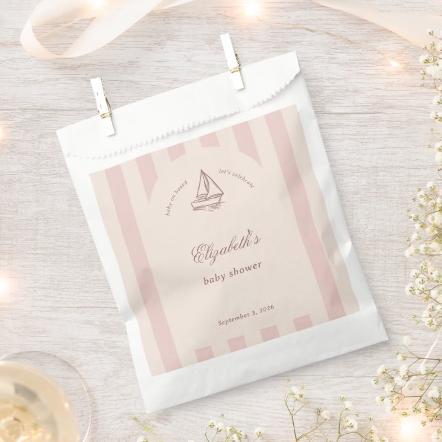 Sachets En Papier Baby On Board Elegant Pink Sailboat Baby Shower (Coupé)