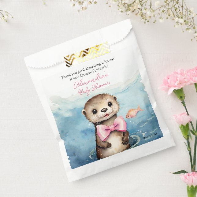 Sachets En Papier Baby Otter Girl Baby shower Merci (Scellé)