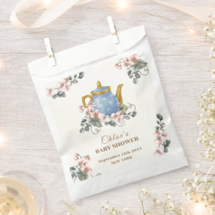 Sachets En Papier Baby shower à thé Fleur sauvage vintage pour fille
