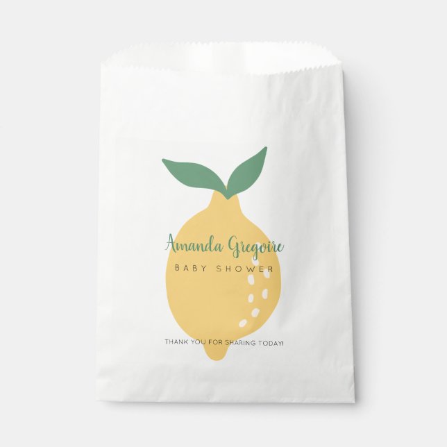 Sachets En Papier Baby shower à thème Citron jaune mignon (Devant)