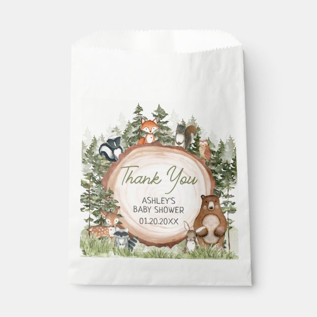 Sachets En Papier Baby shower à tranches de bois (Devant)