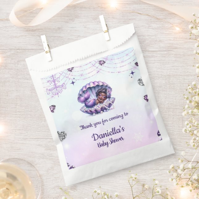Sachets En Papier Baby shower Afro Mermaid (Coupé)