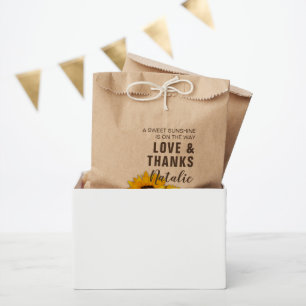 Sachets En Papier Baby Shower Amour et Remerciements Tournesol Rusti