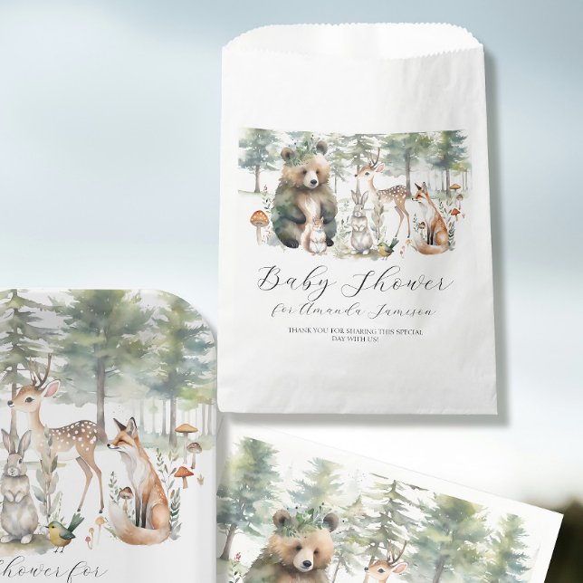 Sachets En Papier Baby shower animal de la forêt d'écureuils de cerf (Créateur téléchargé)