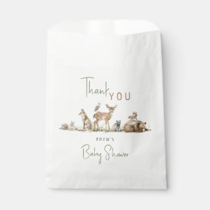 Sachets En Papier Baby shower Animaux Bois Avec Nom Merci