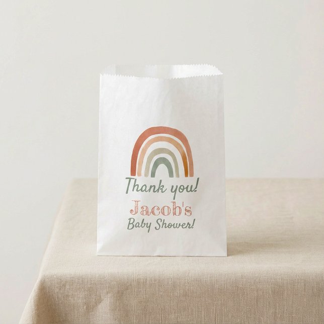 Sachets En Papier Baby shower arc-en-ciel rustique merci (Rustic rainbow baby shower thank you favor bag.)