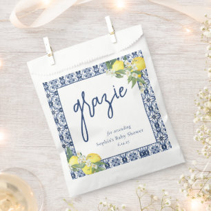Sachets En Papier Baby-Shower au citron aquarelle de Positano