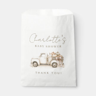 Sachets En Papier Baby Shower Automne Camion Vintage Citrouille Aqua