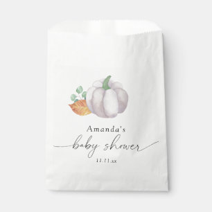 Sachets En Papier Baby shower automne citrouille blanche