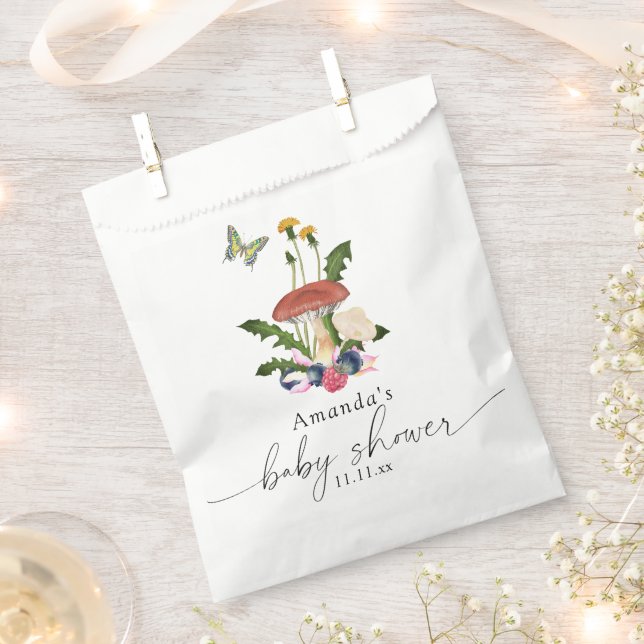 Sachets En Papier Baby shower aux champignons (Coupé)