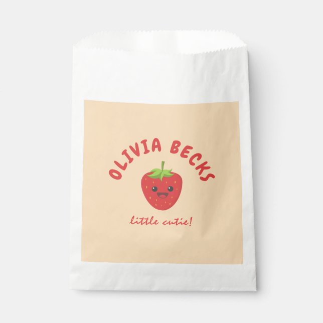 Sachets En Papier Baby shower aux fraises Little Cutie (Devant)