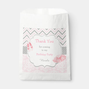 Sachets En Papier Baby Shower Ballerine Chevron Rose & Gris