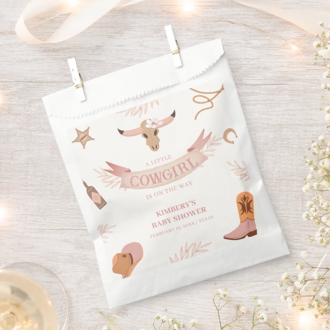 Sachets En Papier Baby shower blanc blanc rose neutre (Coupé)