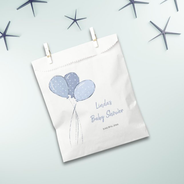 Sachets En Papier Baby shower bleu simple (Créateur téléchargé)