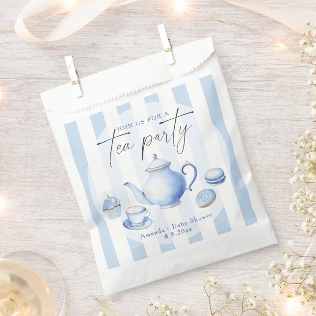 Sachets En Papier Baby shower Blue Tea Party (Coupé)
