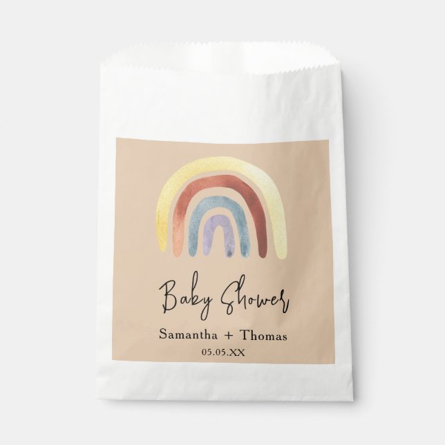 Sachets En Papier Baby shower bohème arc-en-ciel  (Devant)