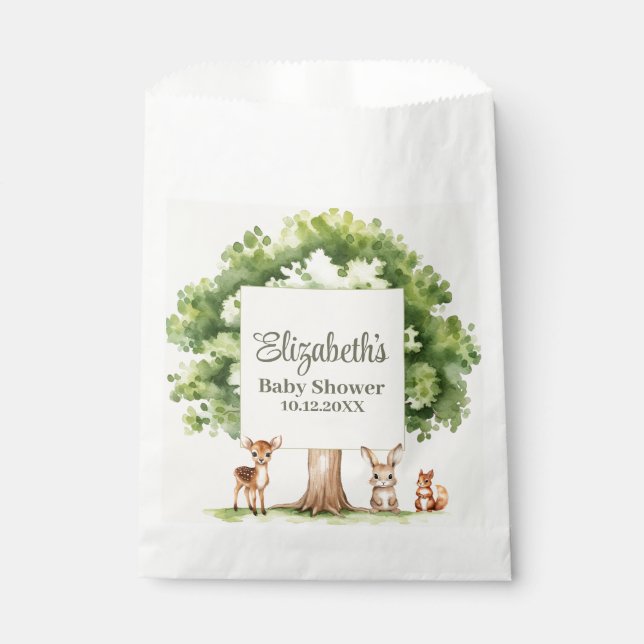 Sachets En Papier Baby shower Boho Cute Woodland Animaux (Devant)