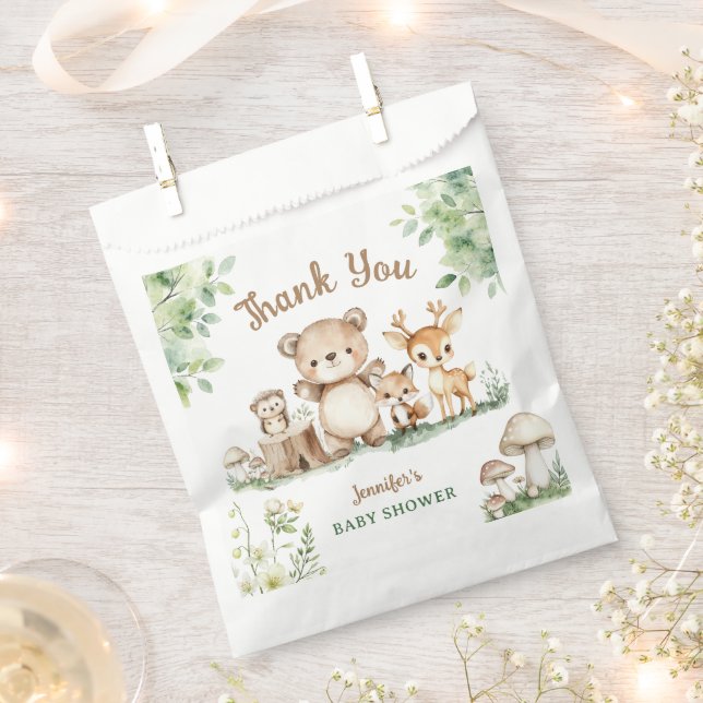 Sachets En Papier Baby shower boisé Forêt animale mignonne (Coupé)