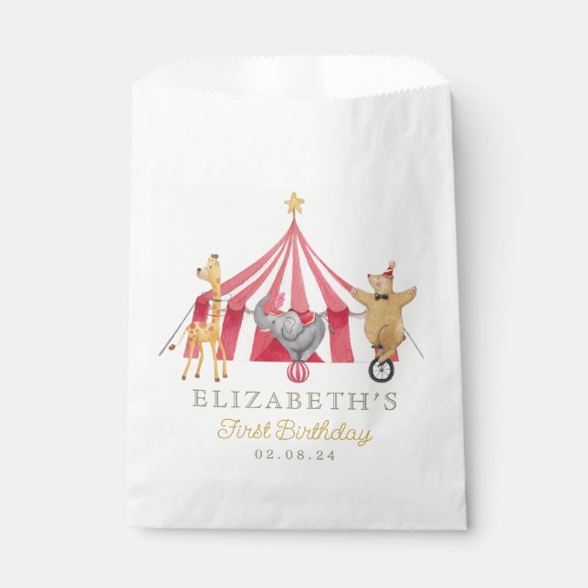 Sachets En Papier Baby shower Carnaval de cirque d'aquarelle (Devant)