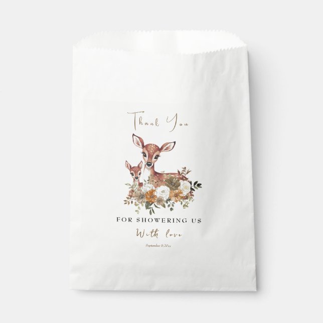 Sachets En Papier Baby shower Cerf Bois Rustique (Devant)