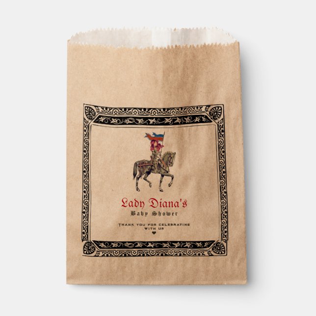 Sachets En Papier Baby Shower Chevalier Renaissance Médiévale (Devant)
