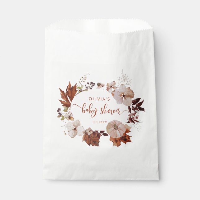 Sachets En Papier Baby shower citrouille de chute rustique (Devant)