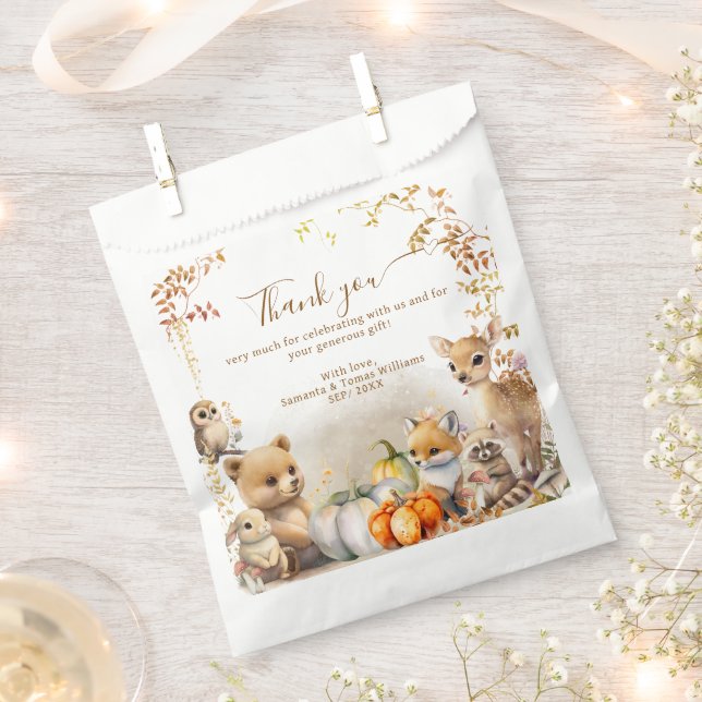 Sachets En Papier Baby shower Citrouille de Fall Woodland Little (Coupé)