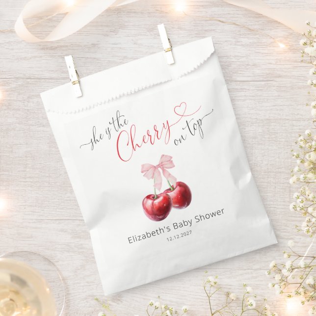 Sachets En Papier Baby shower Coquette Cherry (Coupé)