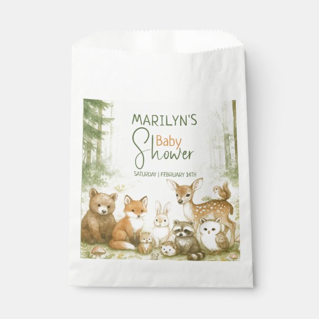 Sachets En Papier Baby Shower Cute Woodland Baby Animals (Devant)