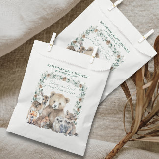 Sachets En Papier Baby shower d'animaux de bois rustique d'hiver