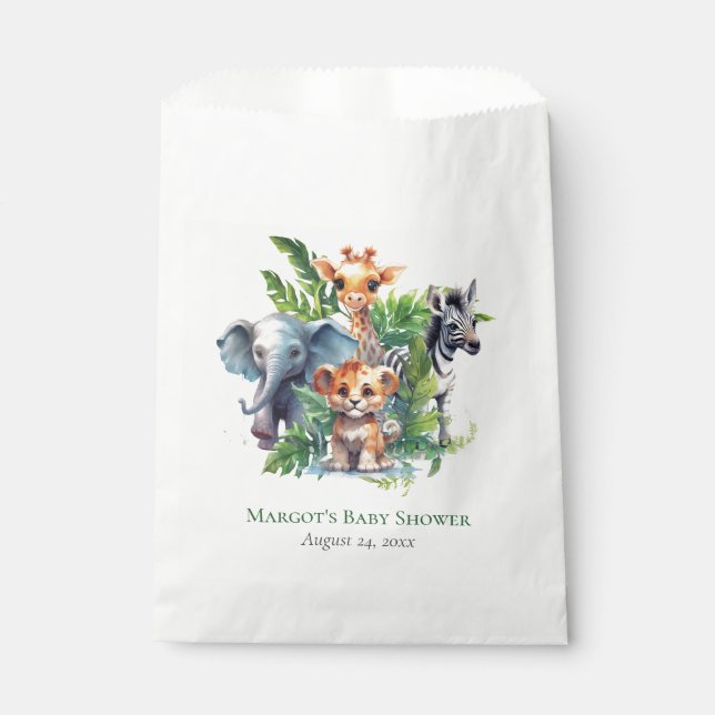 Sachets En Papier Baby shower d'animaux tropicaux de la Jungle migno (Devant)