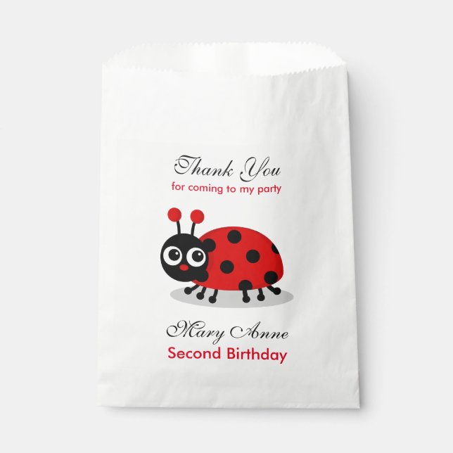 Sachets En Papier Baby shower d'anniversaire de Ladybug (Devant)