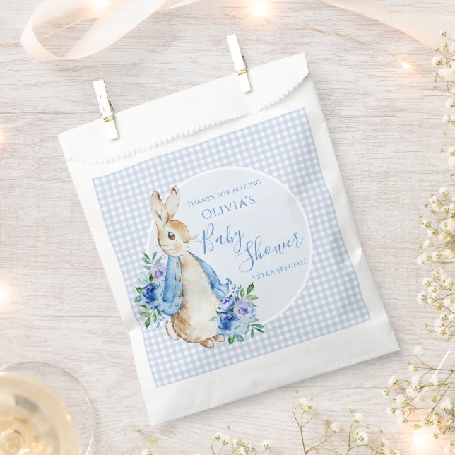 Sachets En Papier Baby shower d'aquarelle Blue Bunny (Coupé)