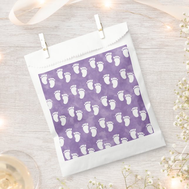 Sachets En Papier Baby shower d'aquarelle violet Motif d'empreinte (Coupé)