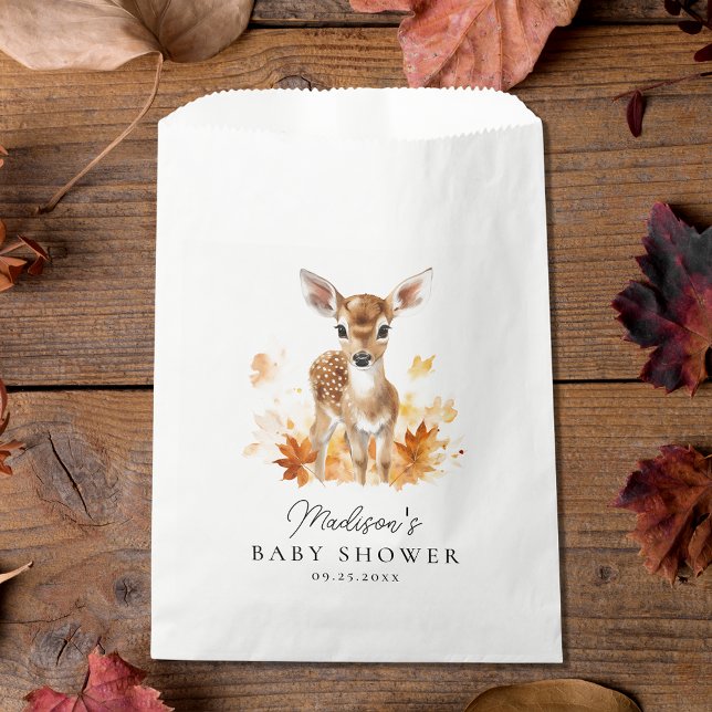 Sachets En Papier Baby shower d'automne de cerfs de bois mignon (Créateur téléchargé)