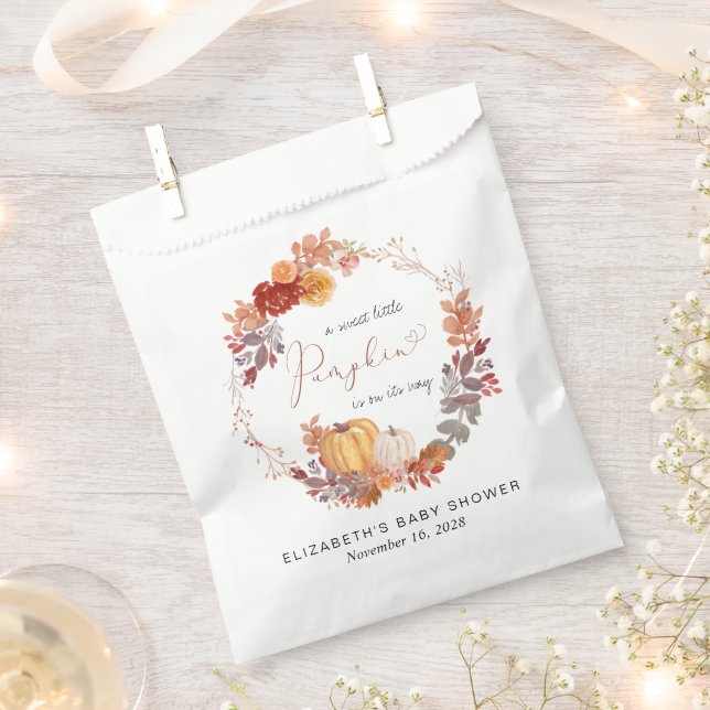 Sachets En Papier Baby shower d'automne de Terracotta Citrouille (Coupé)