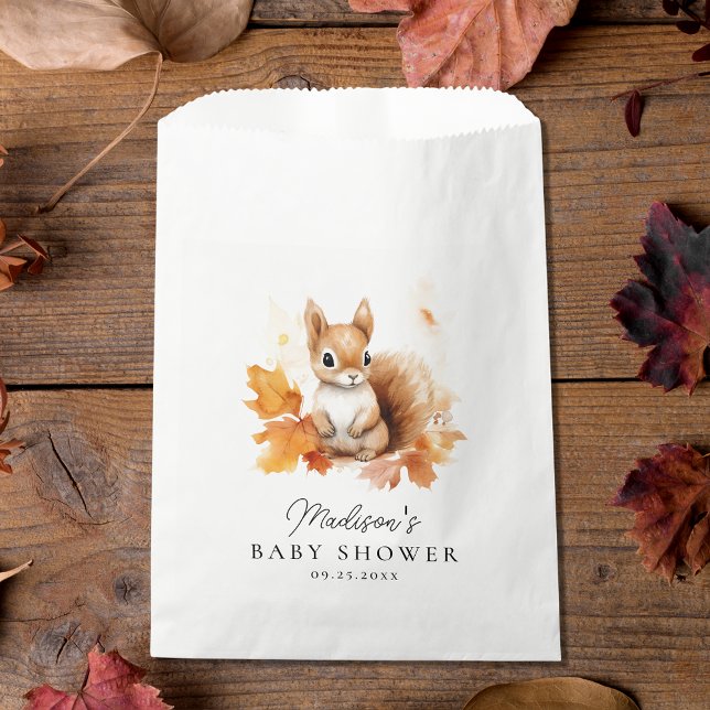 Sachets En Papier Baby shower d'automne d'écureuil en bois mignon (Créateur téléchargé)