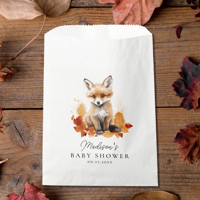 Sachets En Papier Baby shower d'automne du renard boisé mou (Créateur téléchargé)