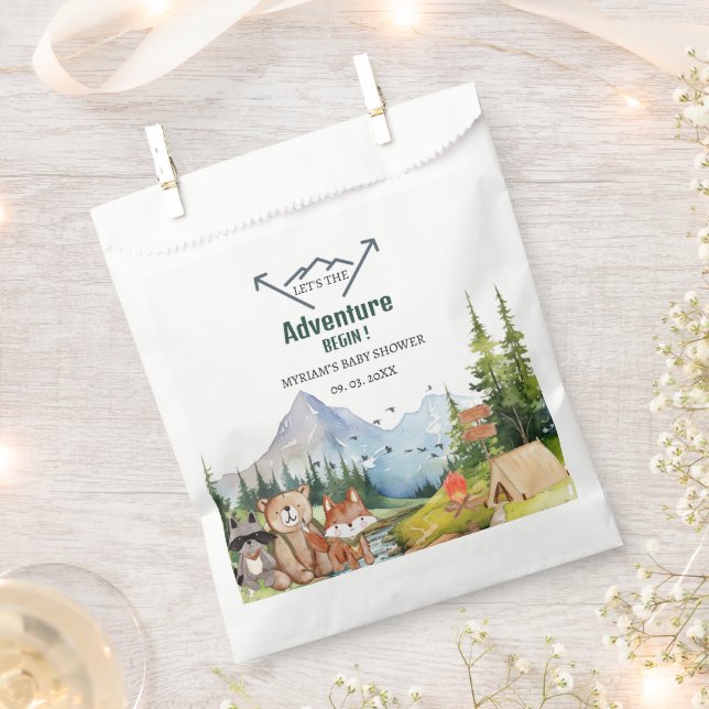 Sachets En Papier Baby shower d'aventure pour les animaux des bois (Coupé)