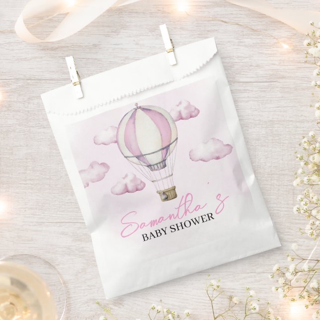 Sachets En Papier Baby shower de ballon rose chaud Favoriser les sac (Coupé)