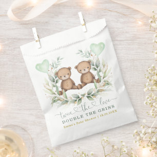 Sachets En Papier Baby shower de balloon à ours en peluche Gold Twin