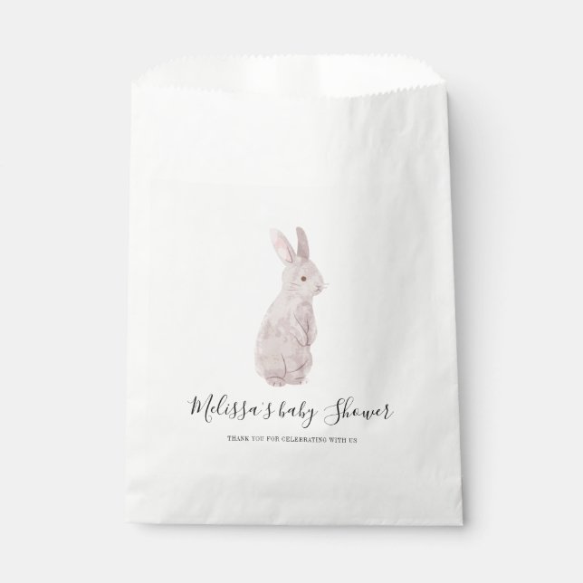 Sachets En Papier Baby shower de bois Chic Rabbit Personnalisé (Devant)