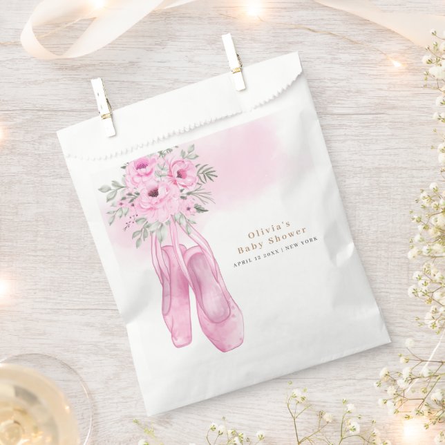 Sachets En Papier Baby shower de chaussures rose Elegant Floral Ball (Coupé)